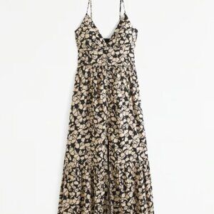 Abercrombie Linen-Blend Button-Through Maxi Dress Small Tall